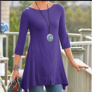 Soft  Surroundings timely boatneck purple tunic si